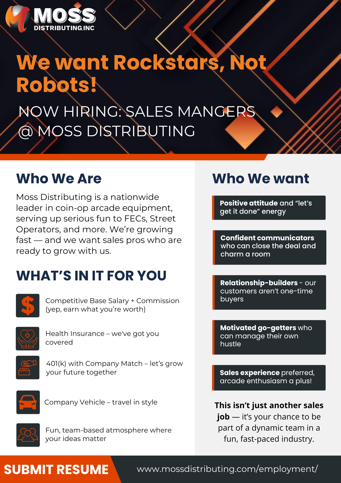 Advertisement for sales manager position